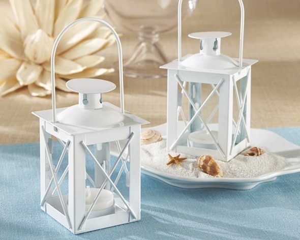 Kate Aspen Glossy White Aluminum Luminous Mini-Lantern | Personalized