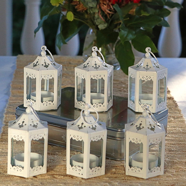 Kate Aspen White Hexagon-Shaped Mini Lanterns (Set of 6