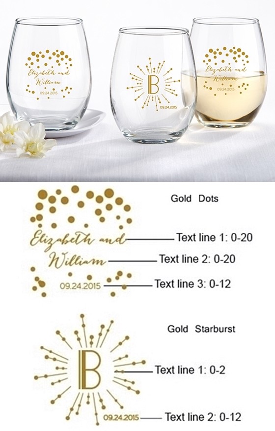 Milestone Gold Collection Personalized 9 Oz Stemless Wine Glasses Personalized Ts And 