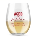 Kate Aspen Personalized 15oz 'Aged to Perfection' Stemless Wine Glass