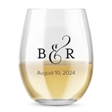 Kate Aspen Personalized 15oz Ampersand Design Stemless Wine Glass