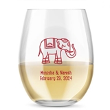 Kate Aspen Personalized 15oz Lucky Elephant Design Stemless Wine Glass