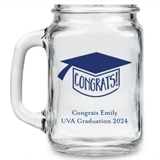 Kate Aspen Personalized 16oz Mason Jars w/ Congrats! Grad Cap Design