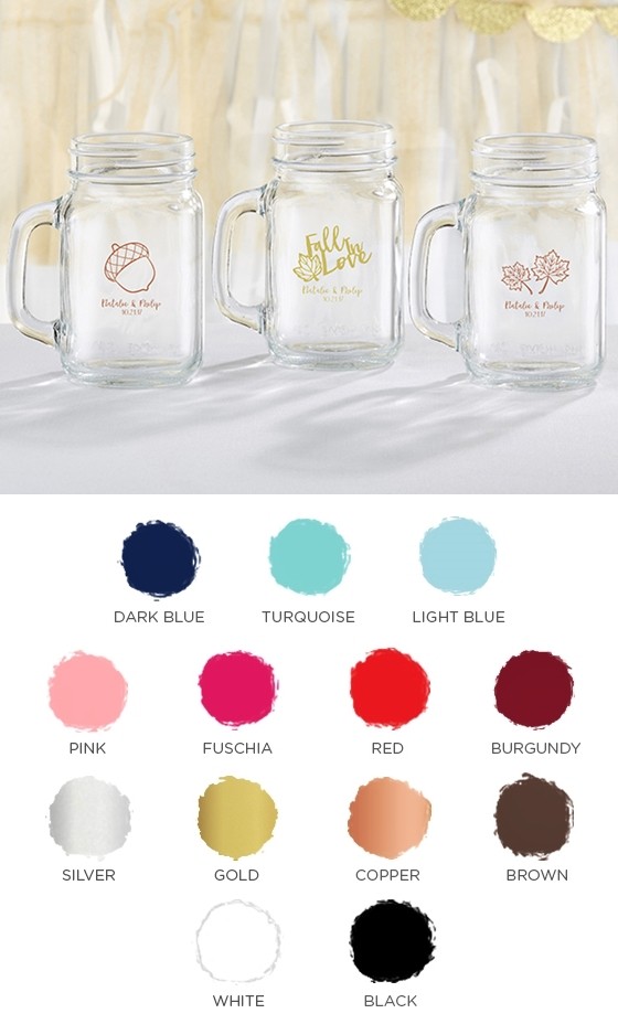 Kate Aspen Personalized 12 oz. Mason Jars with Fall-Themed Designs