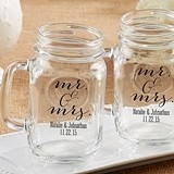 Kate Aspen Personalized 12 oz. Mason Jars (Script Mr. & Mrs. Design)