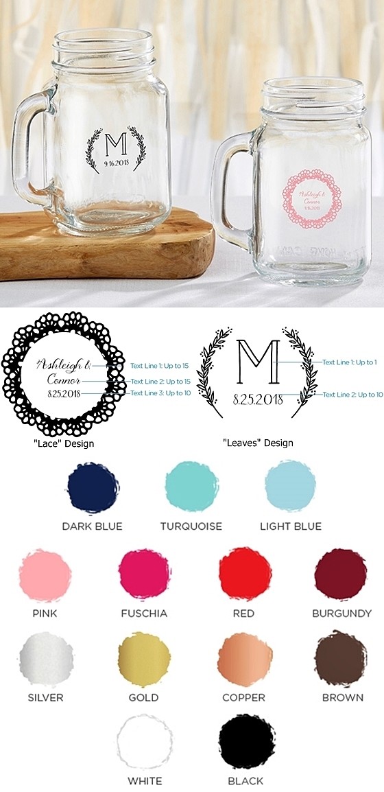 Kate Aspen Personalized 'Rustic Charm' Designs 12 oz. Mason Jars