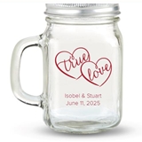 Kate Aspen True Love Double Hearts Design Personalized 12oz Mason Jar