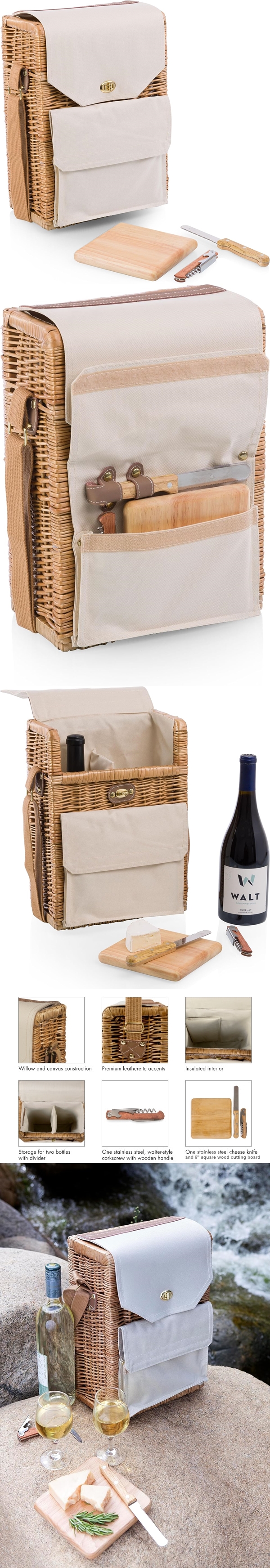 Picnic Time "Corsica" Two-Bottle Wine & Cheese Picnic Basket