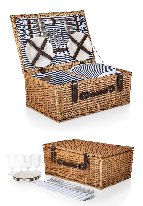 Picnic Time "Belmont" Handwoven-Willow Picnic Basket (Service for 4)