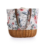 Coronado Canvas and Willow Basket Tote with Beautiful Floral Pattern