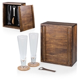 Legacy Acacia-Wood Case and Pilsner Beer Glasses Gift Set