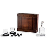 Legacy Wooden Whiskey Box Gift Set with Decanter & Rocks Glasses