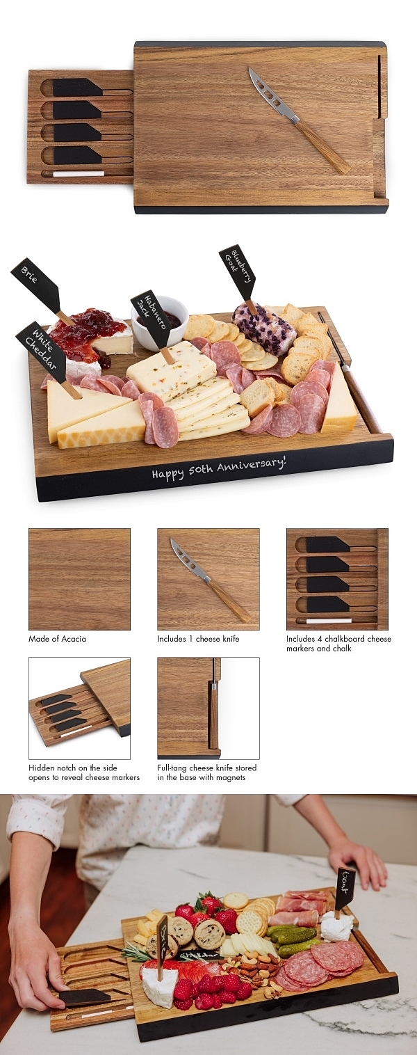 Toscano "Formaggio" Acacia-Wood Cheese Board and Tools Set