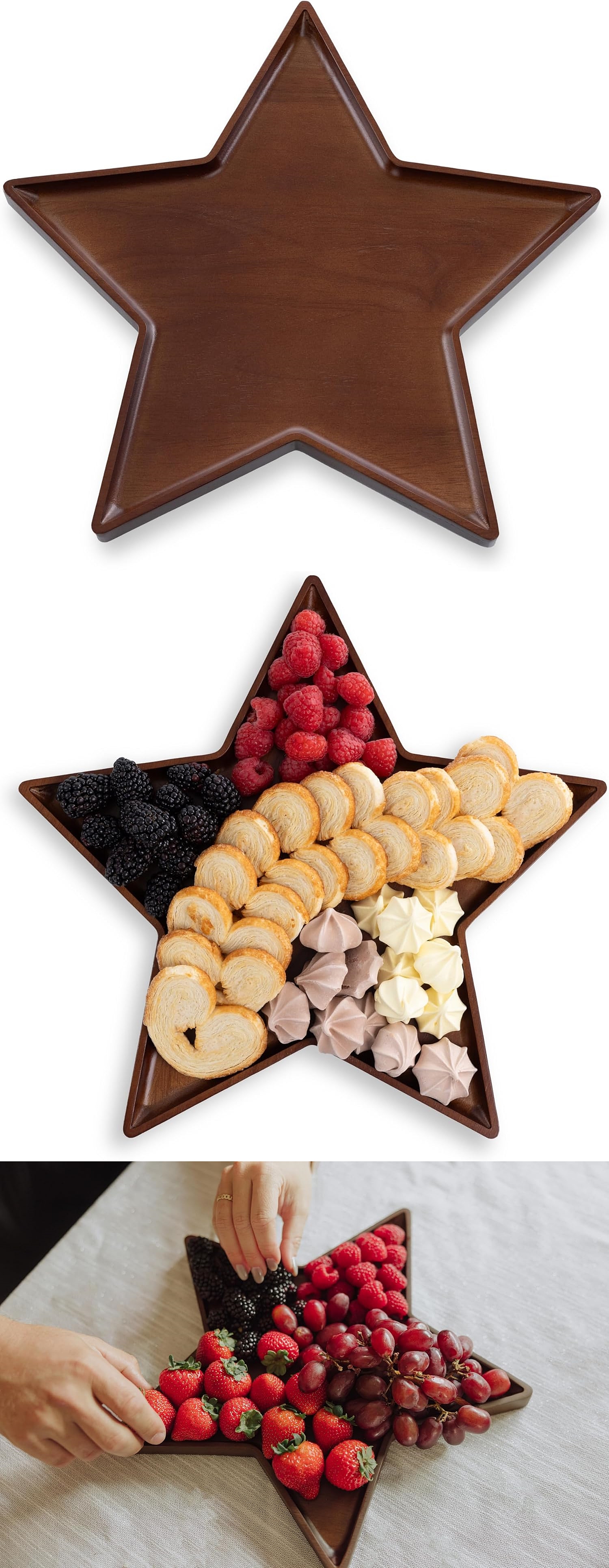 Toscana Dark Stain Parawood Star-Shaped Serving Tray for the Holidays