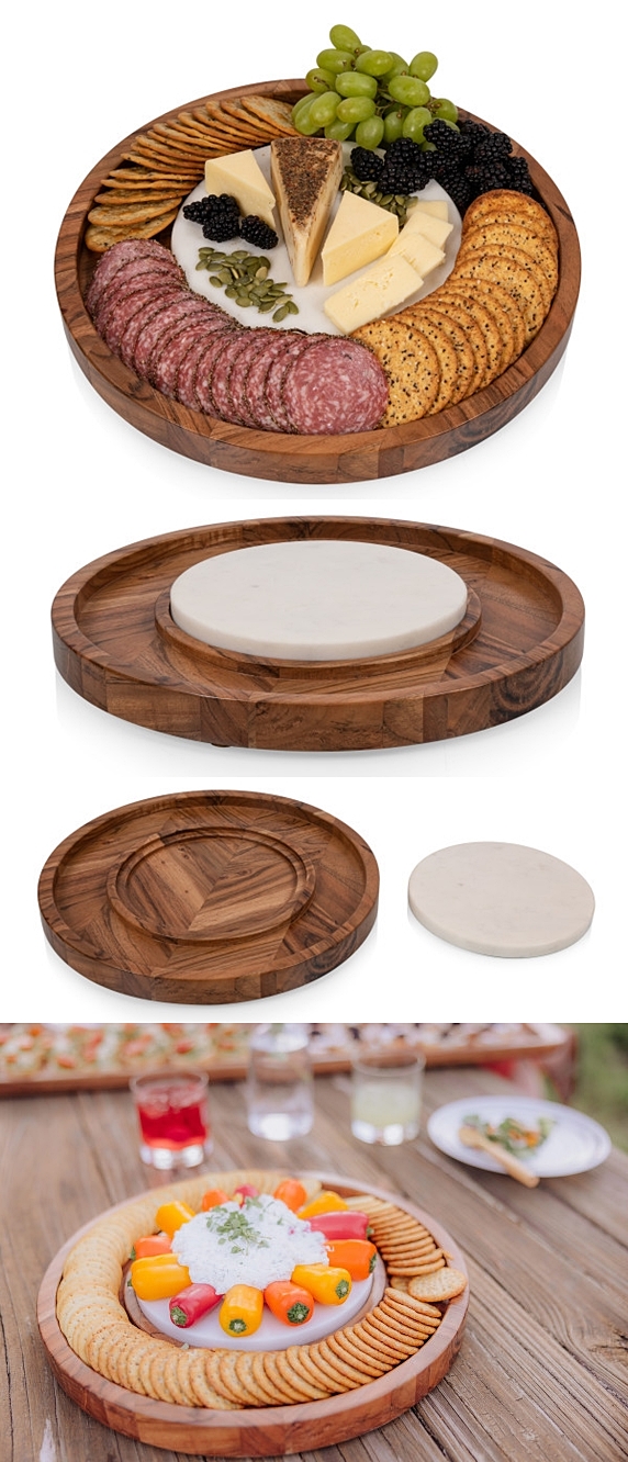 Toscana "Isla" Serving Platter with Marble Cheeseboard Insert