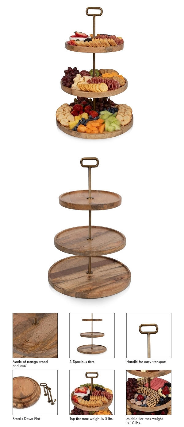 Toscana by Picnic Time "Tapas" 3-Tier Serving Tray