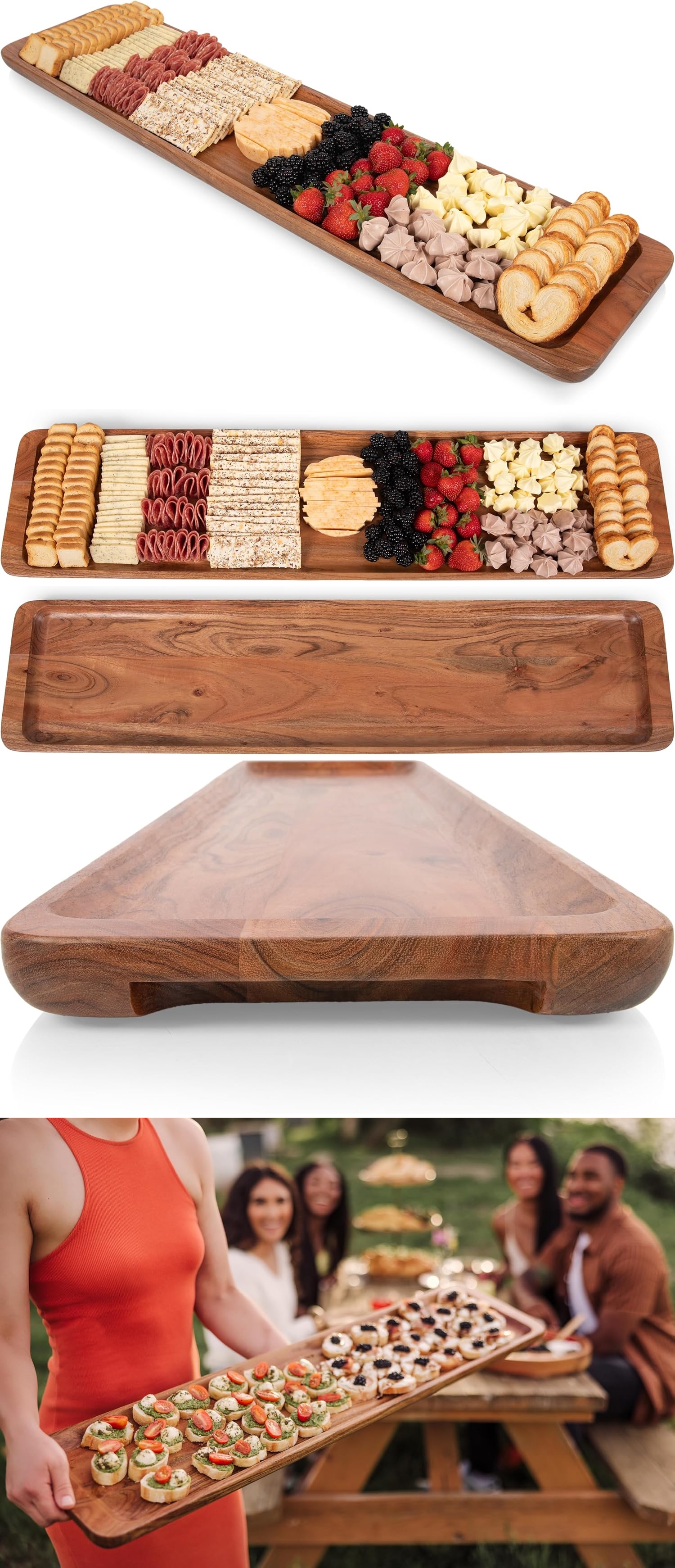 Toscana "Canapé" Acacia-Wood Appetizer Serving Tray