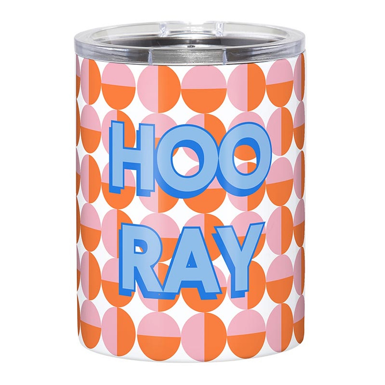 HOO RAY Design Orange Circles Motif Stainless-Steel Tumblers (Set of 4)