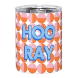 HOO RAY Design Orange Circles Motif Stainless-Steel Tumblers (Set of 4)