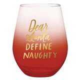 'Dear Santa Define Naughty' Design 30oz Stemless Wine Glasses (Set of 6)