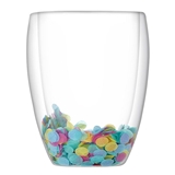 Double-Wall Stemless Wine Glasses with Blue-Pink-Yellow Confetti (Set of 6)