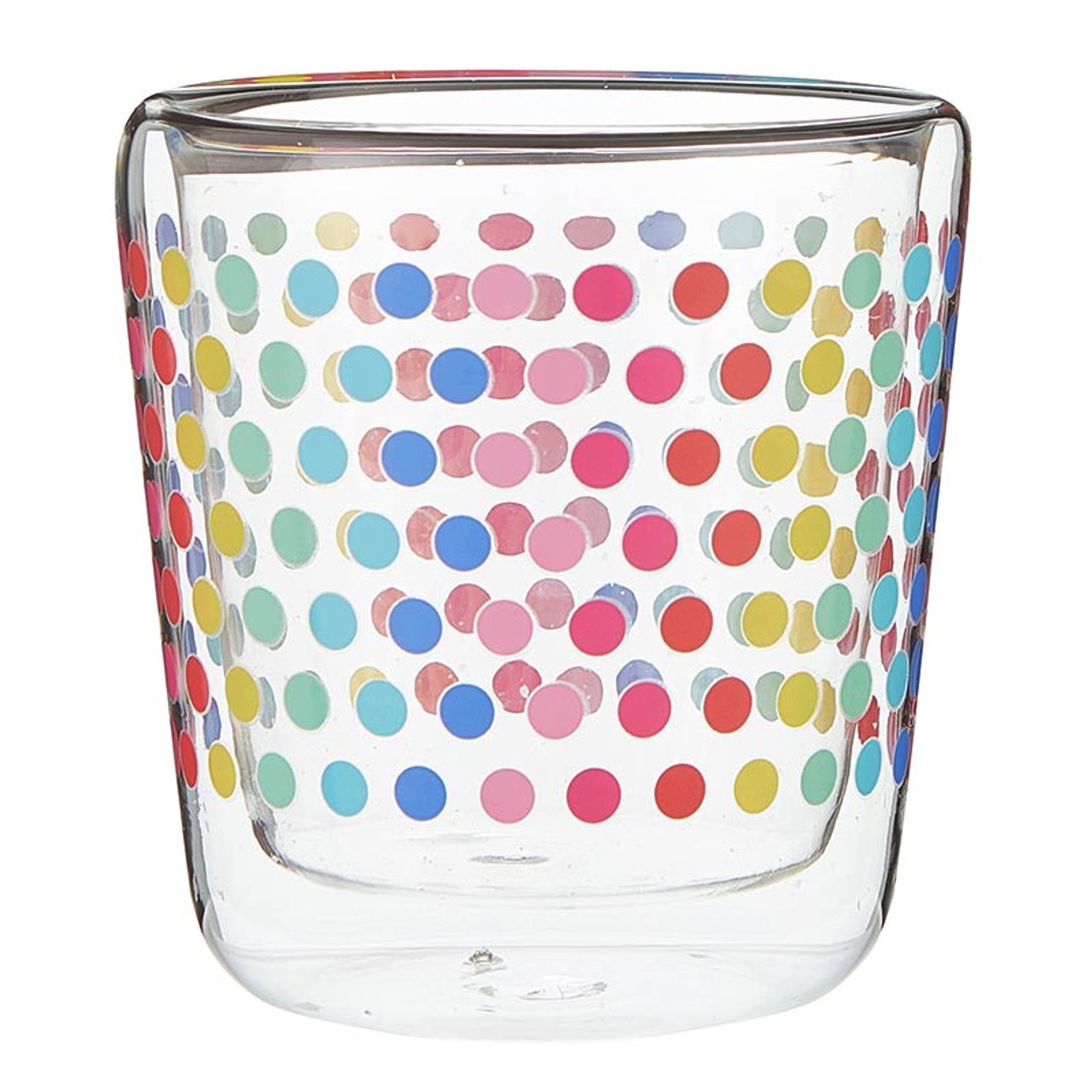 Retro Bright Dots Motif 14oz Double-Wall DOF Glasses (Set of 6)