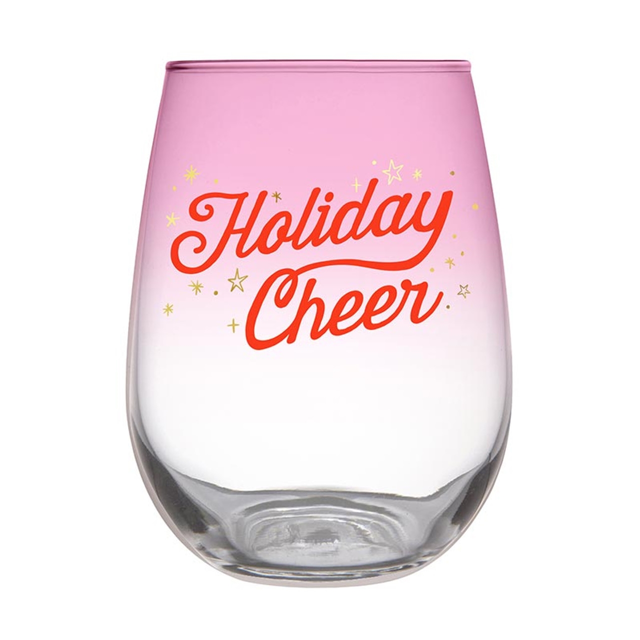 'Holiday Cheer' Design 20oz Stemless Wine Glasses (Set of 6)