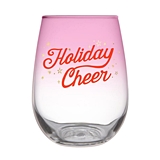 'Holiday Cheer' Design 20oz Stemless Wine Glasses (Set of 6)