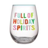 "Full of Holiday Spirits" 20oz Stemless Wine Glasses (Set of 6)