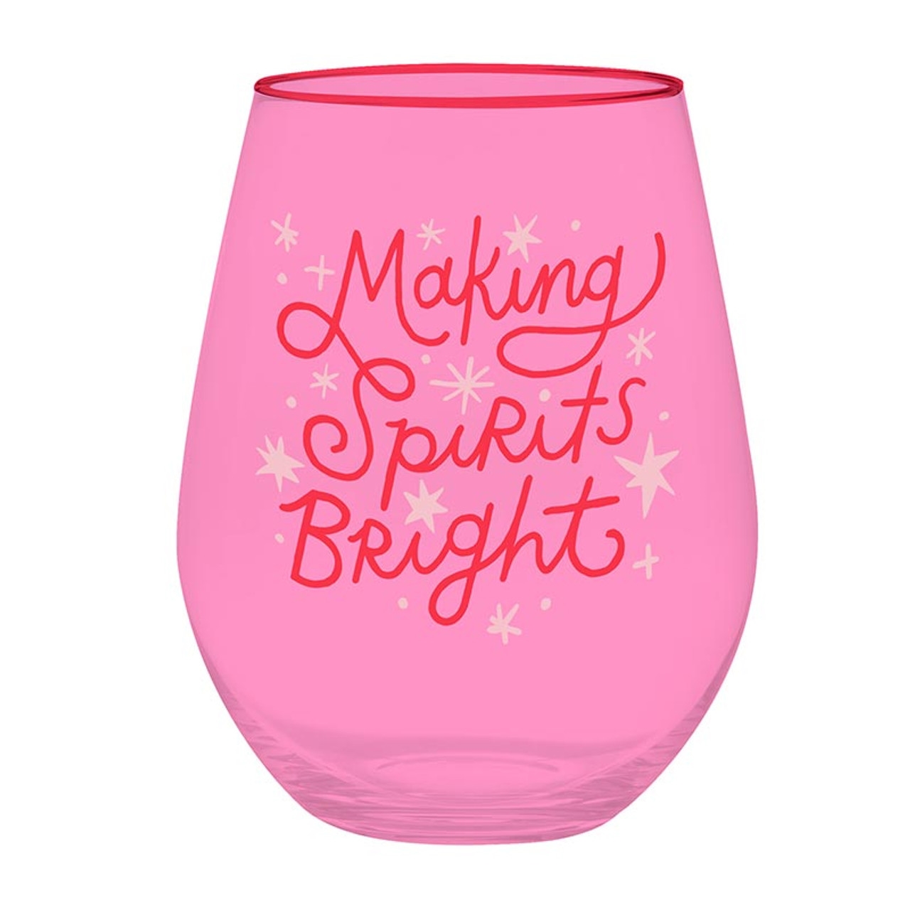 Jumbo 'Making Spirits Bright' Design 30oz Stemless Wine Glasses (Set of 6)