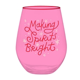 Jumbo 'Making Spirits Bright' Design 30oz Stemless Wine Glasses (Set of 6)