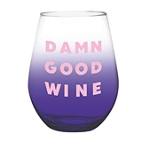 Jumbo 'DAMN GOOD WINE' Graphic 30oz Stemless Wine Glasses (Set of 6)