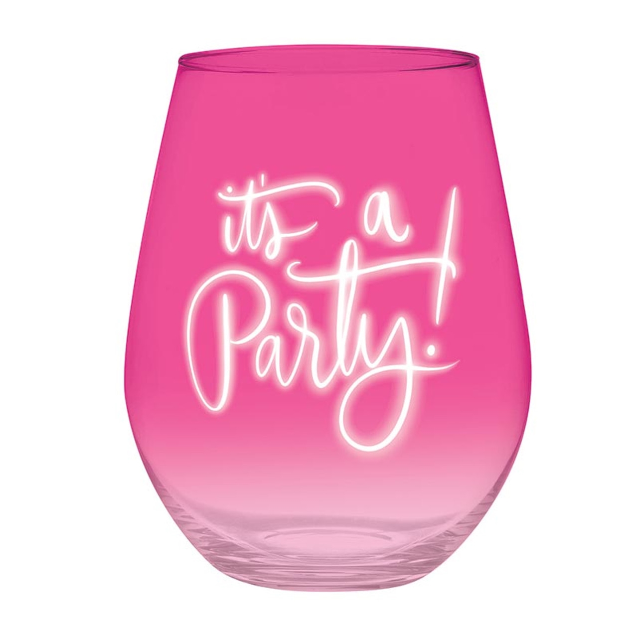 It's a Party! Design Hot Pink 30oz Stemless Wine Glasses (Set of 6)