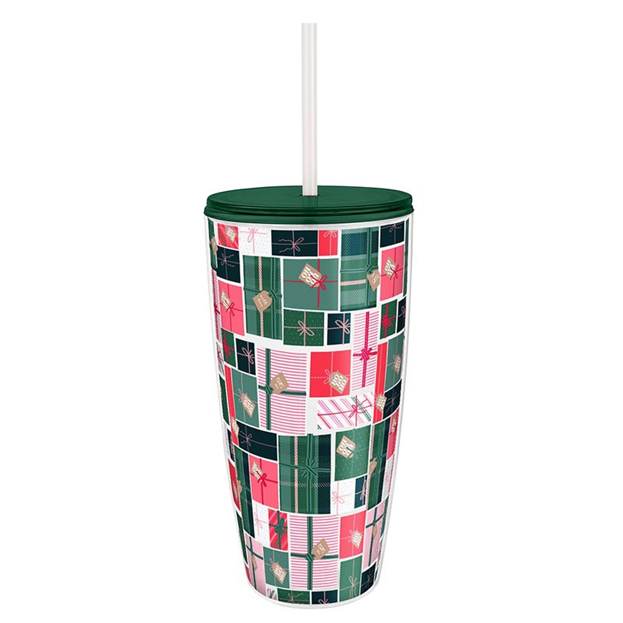 Wrapped Presents Motif Double-Walled 22oz Grayson Travel Tumblers (Set of 4)