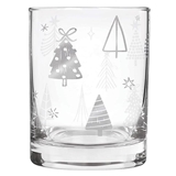 Silver Christmas Trees Design 14oz DOF Glasses in Tube Packaging (Set of 4)