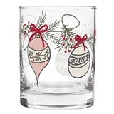 Holiday Ornaments Motif 14oz Double Old-Fashioned (DOF) Glasses (Set of 4)