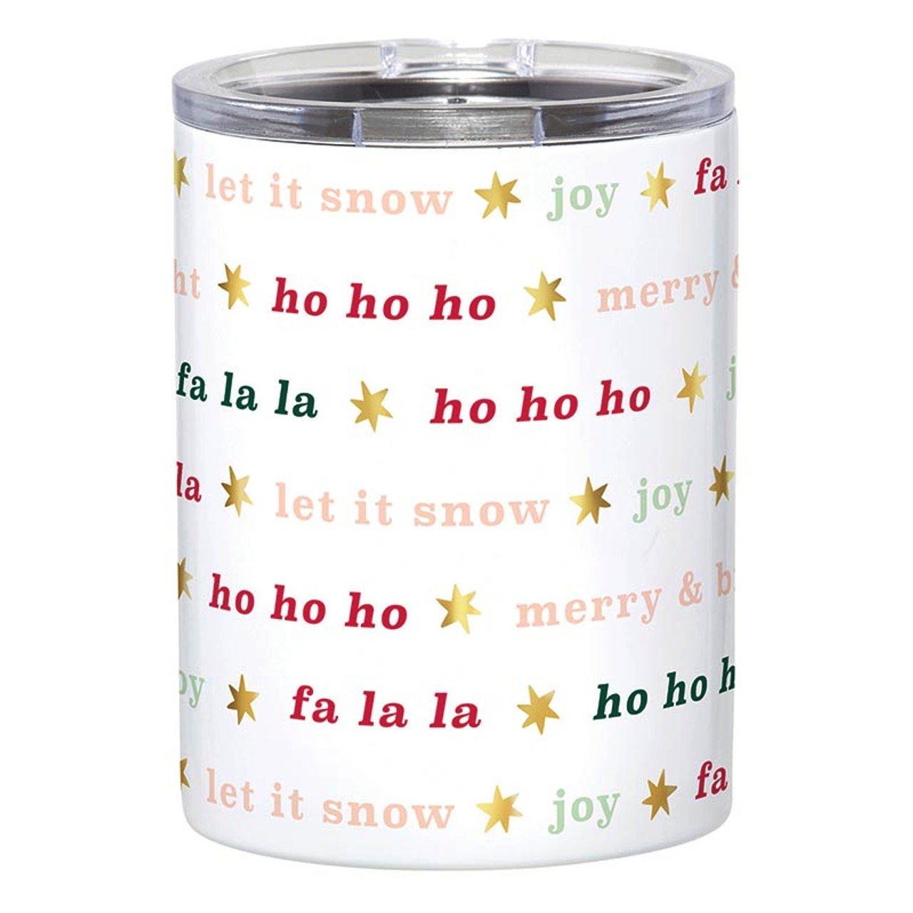 Christmas Phrases White-Finish Stainless-Steel Tumblers (Set of 4)