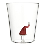 18oz Rocks Glasses with Jolly 3D Christmas Santa Hat Figurine (Set of 4)