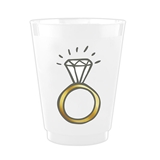 Gold Foil Engagement Ring with Diamond Design Cocktail Party Cups (Set of 48)