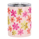 Beautiful Floral Pattern Pink-Finish Stainless-Steel Tumblers (Set of 4)