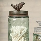 Pint Mason Jar with Songbird Lid with Green/Rust-Colored Finish