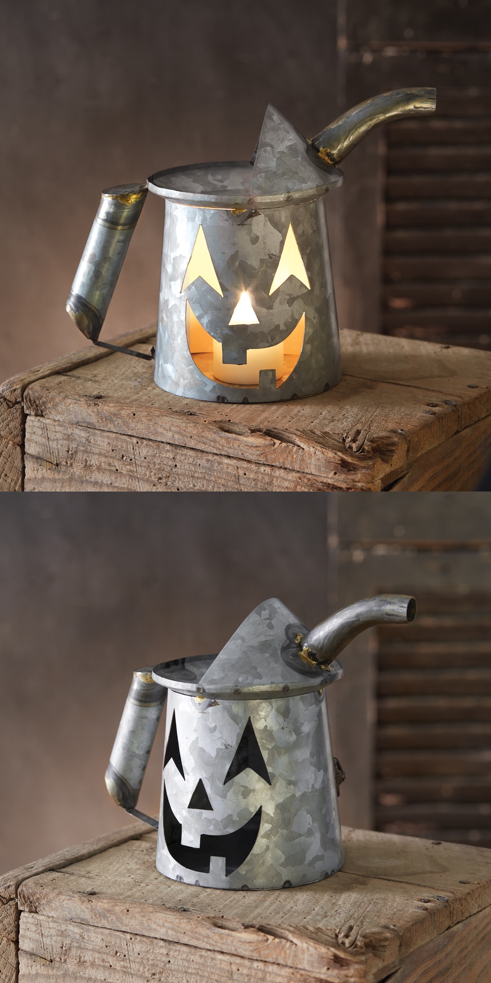 CTW Home Collection Decorative Galvanized-Metal Mini Oil-Can Jack-o-Lantern