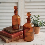 CTW Home Collection Antique-Inspired Amber-Glass Bottles with Stoppers