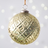 CTW Home Collection Gold Diamond-Patterned Mercury Glass Ornaments (Box of 4)