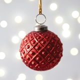 CTW Home Collection Red Diamond-Patterned Mercury Glass Ornaments (Box of 4)