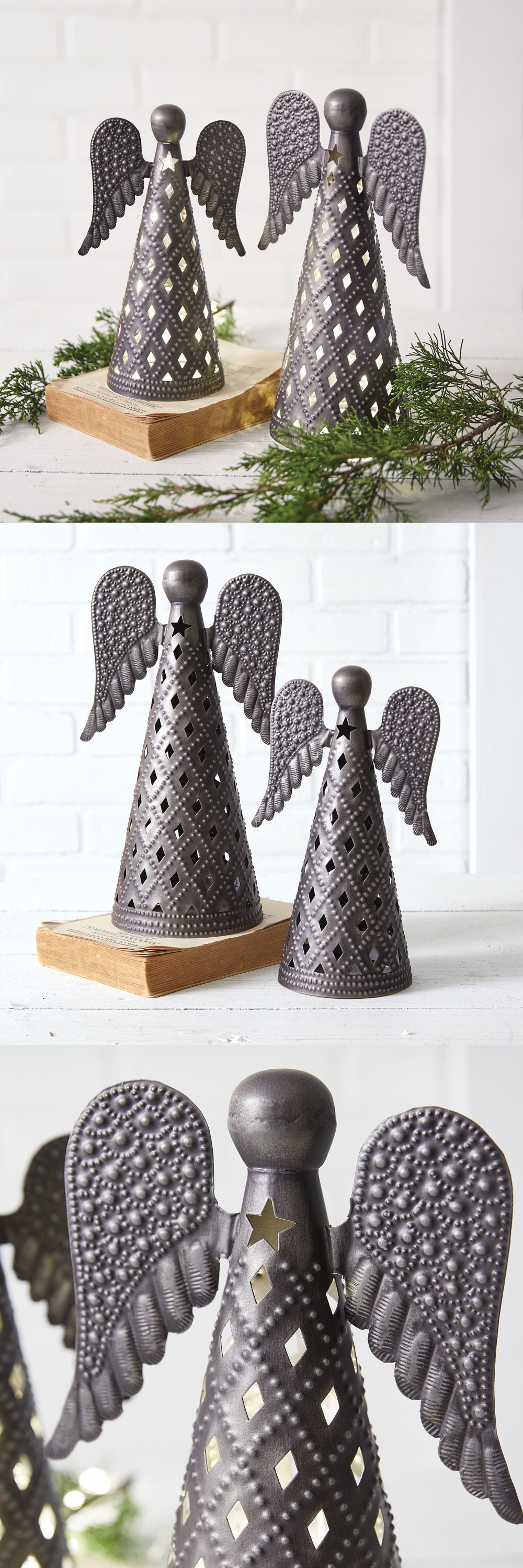 CTW Home Collection Set of Two Pressed Tin Tabletop Angels