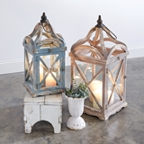 CTW Home Collection Set of Two 'Loire Valley' Distressed-Wood Lanterns