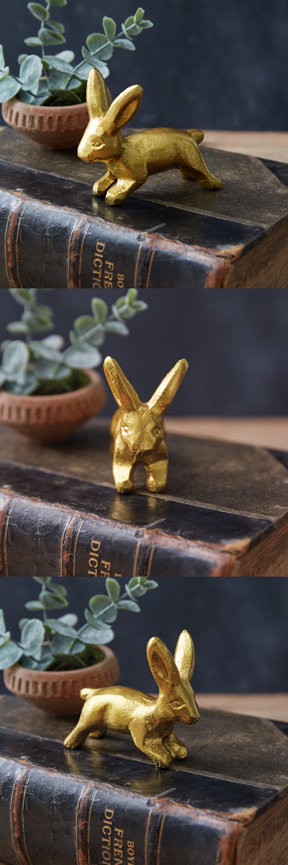 CTW Home Collection Mini Gold-Colored Cast-Iron Bunny Figurines (Box of 4)