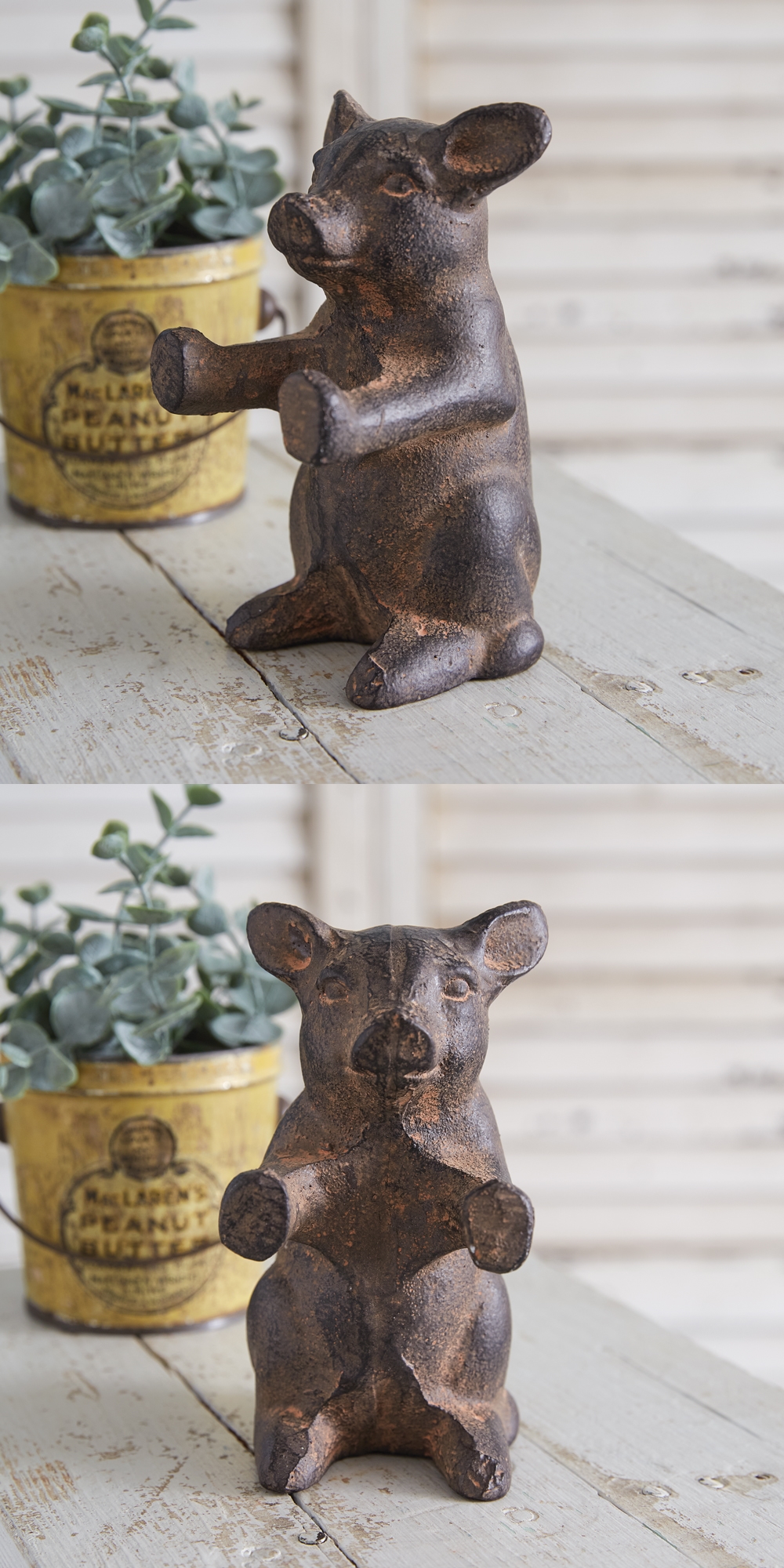 CTW Home Collection Vintage-Look Cast-Iron Standing Pig Figurine