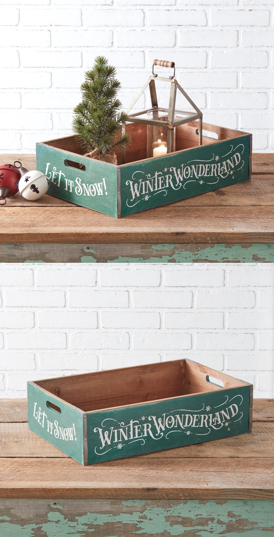 CTW Home Collection Winter Wonderland Holiday Wood Crate